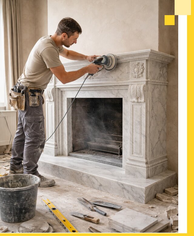 Изготовление и установка мраморных каминов в Вятских Поляне под ключ