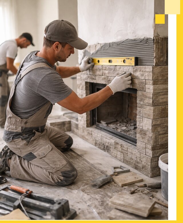 Облицовка каминов в Вятских Поляне, монтаж и отделка натуральным камнем