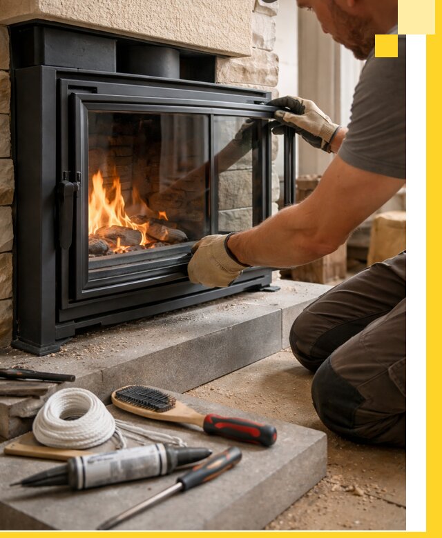 Производство, монтаж и доставка каминов со стеклом в Вятских Поляне