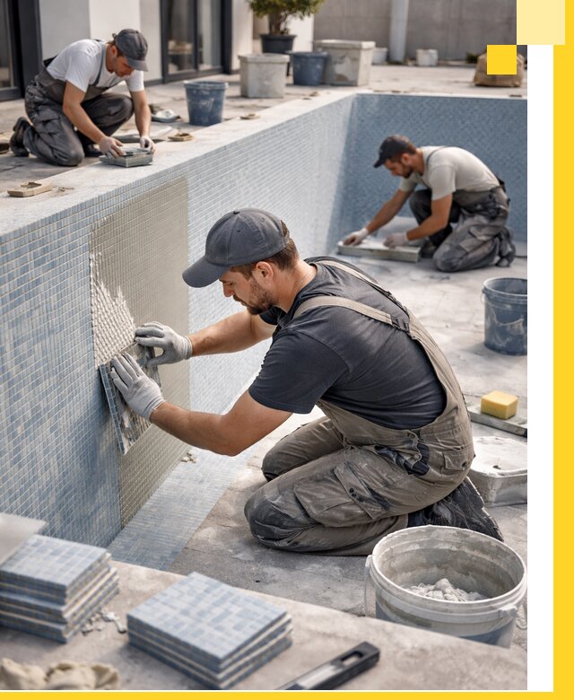 Облицовка бассейнов в Вятских Поляне плитка мозаика гидроизоляция