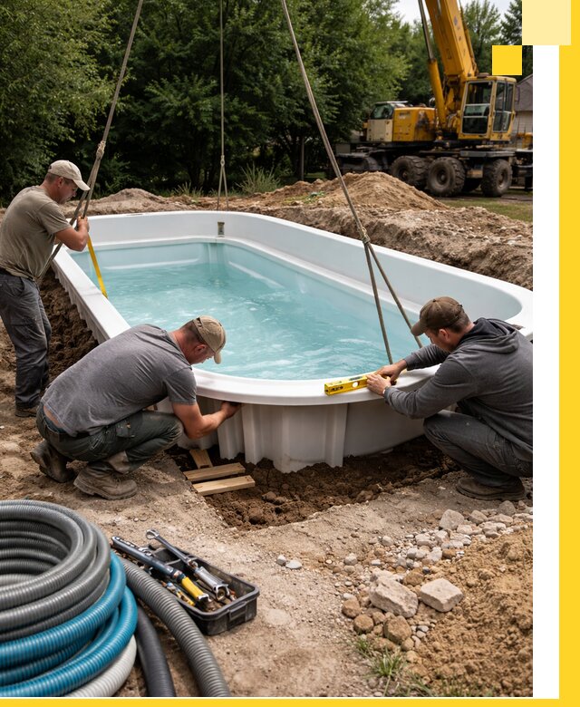 Установка и монтаж композитных бассейнов под ключ в Вятских Поляне