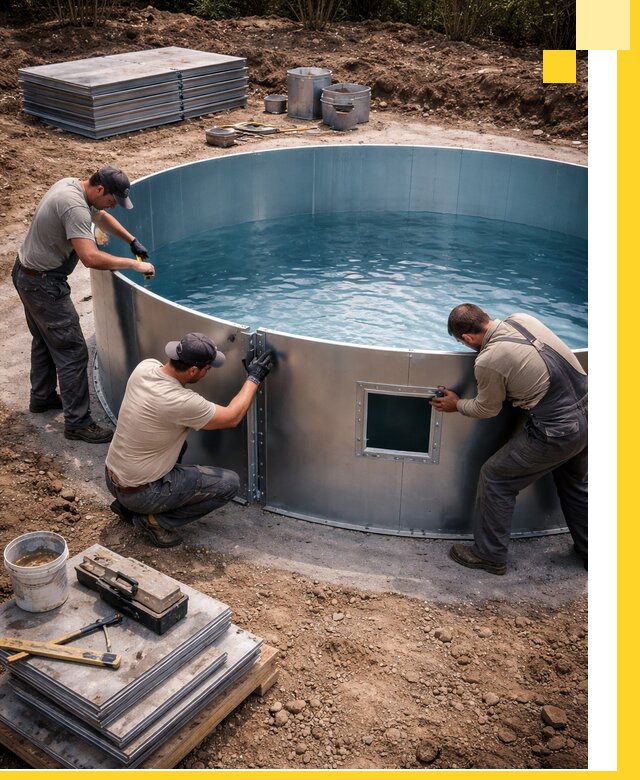 Круглые бассейны под ключ в Вятских Поляне проектирование и монтаж