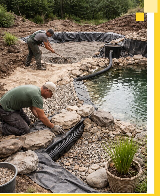 Строительство природных бассейнов и озер в Вятских Поляне под ключ