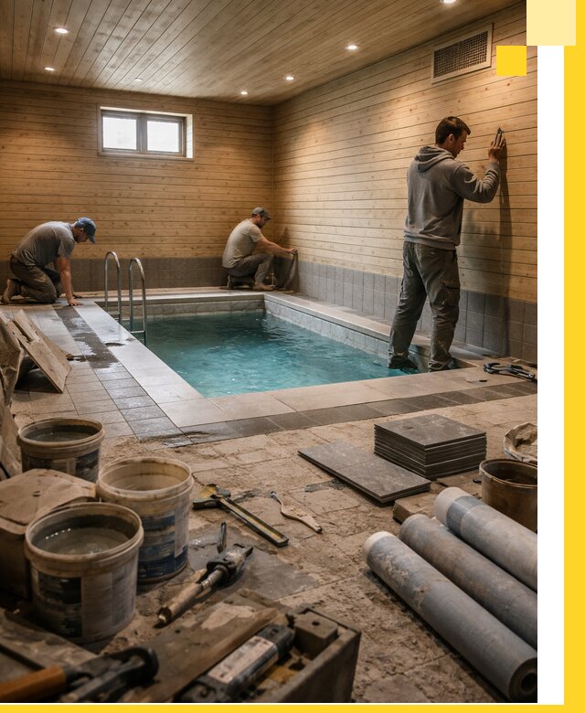 Строительство бани с бассейном и сауной под ключ в Вятских Поляне