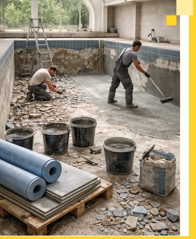 Реконструкция бассейнов в Вятских Поляне: ремонт, гидроизоляция