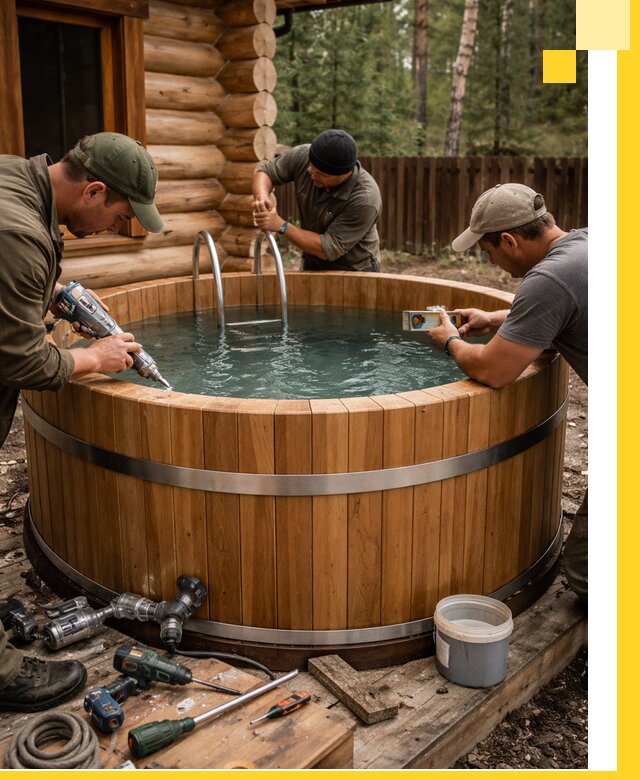 Строительство бань с купелью под ключ и отделкой в Вятских Поляне