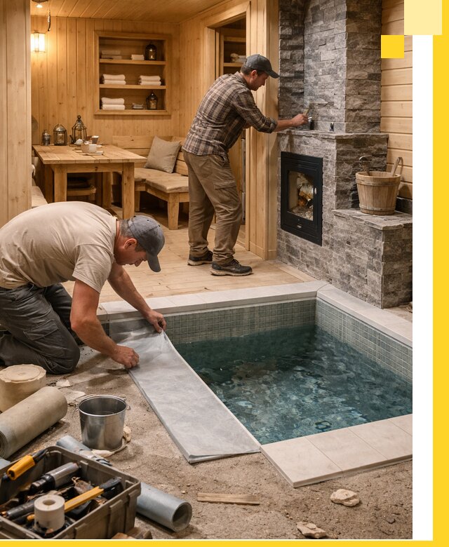 Строительство бань с комнатой отдыха под ключ в Вятских Поляне