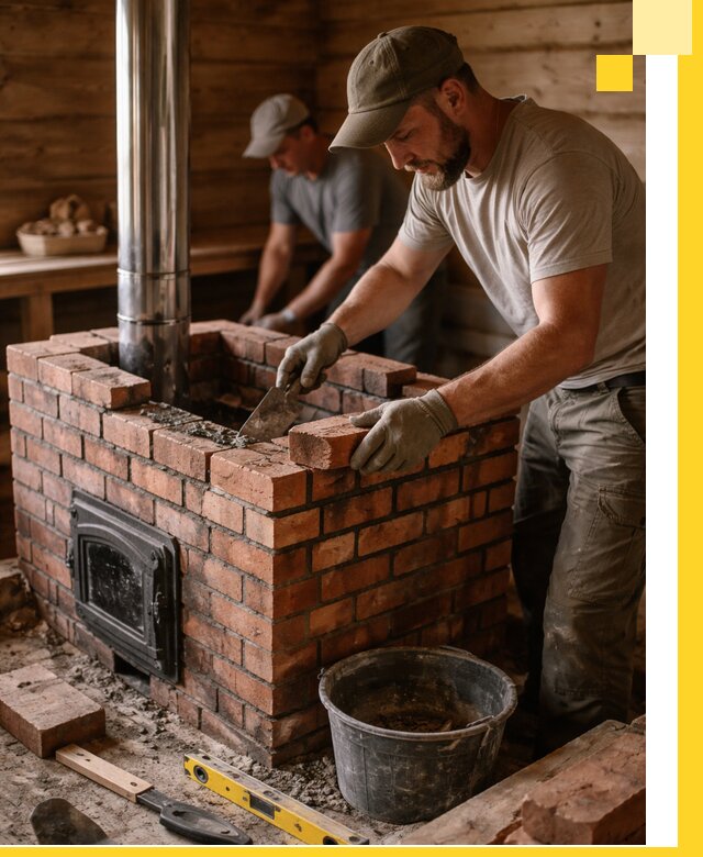 Кирпичные печи для бани под ключ в Вятских Поляне, проект и монтаж