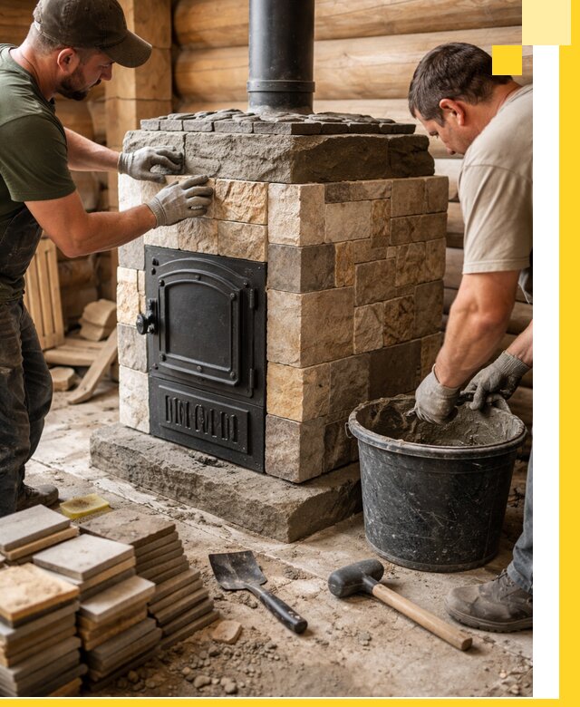 Облицовка банной печи под ключ в Вятских Поляне: камень и плитка