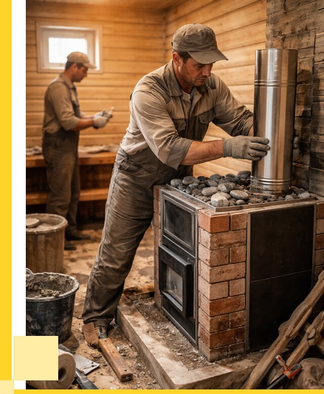 Монтаж печи в бане под ключ в Вятских Поляне от 20300 р. | ЭриданВтс