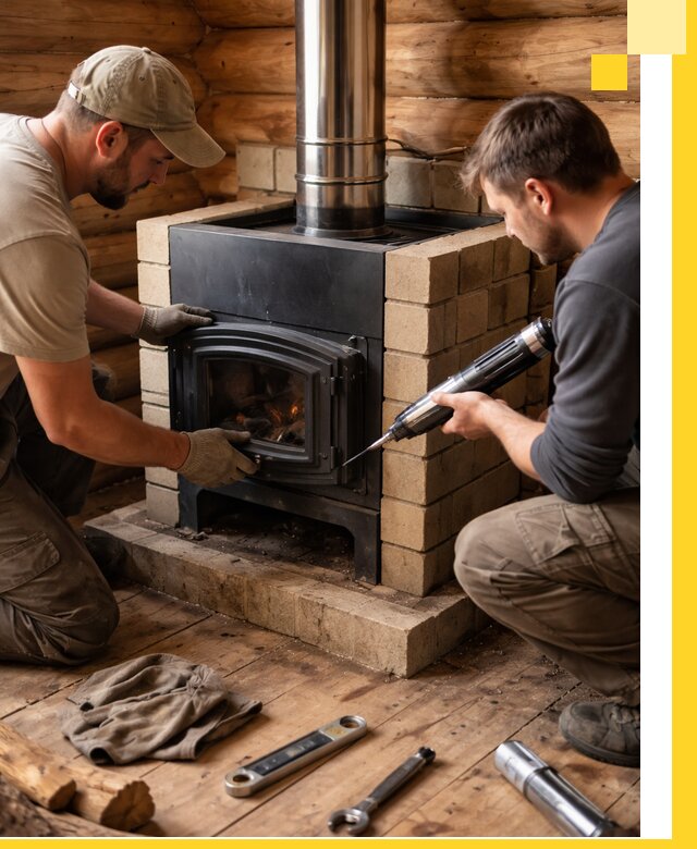 Монтаж и установка печи в бане под ключ с гарантией в Вятских Поляне