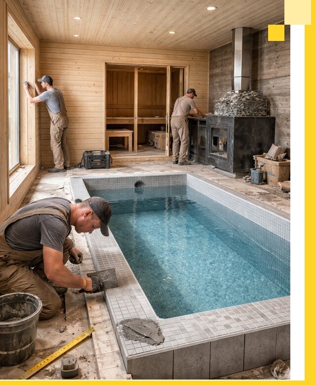 Проект бани с бассейном и сауной в Вятских Поляне под ключ