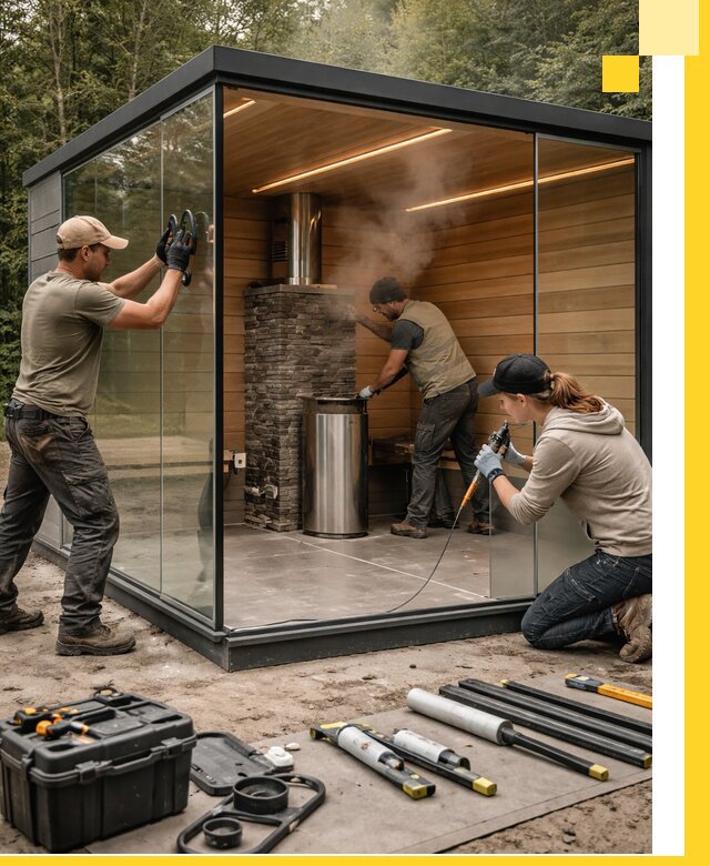 Проектирование и строительство стеклянных бань в Вятских Поляне