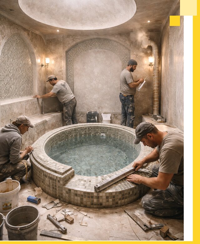 Профессиональное строительство хамама с бассейном в Вятских Поляне под ключ